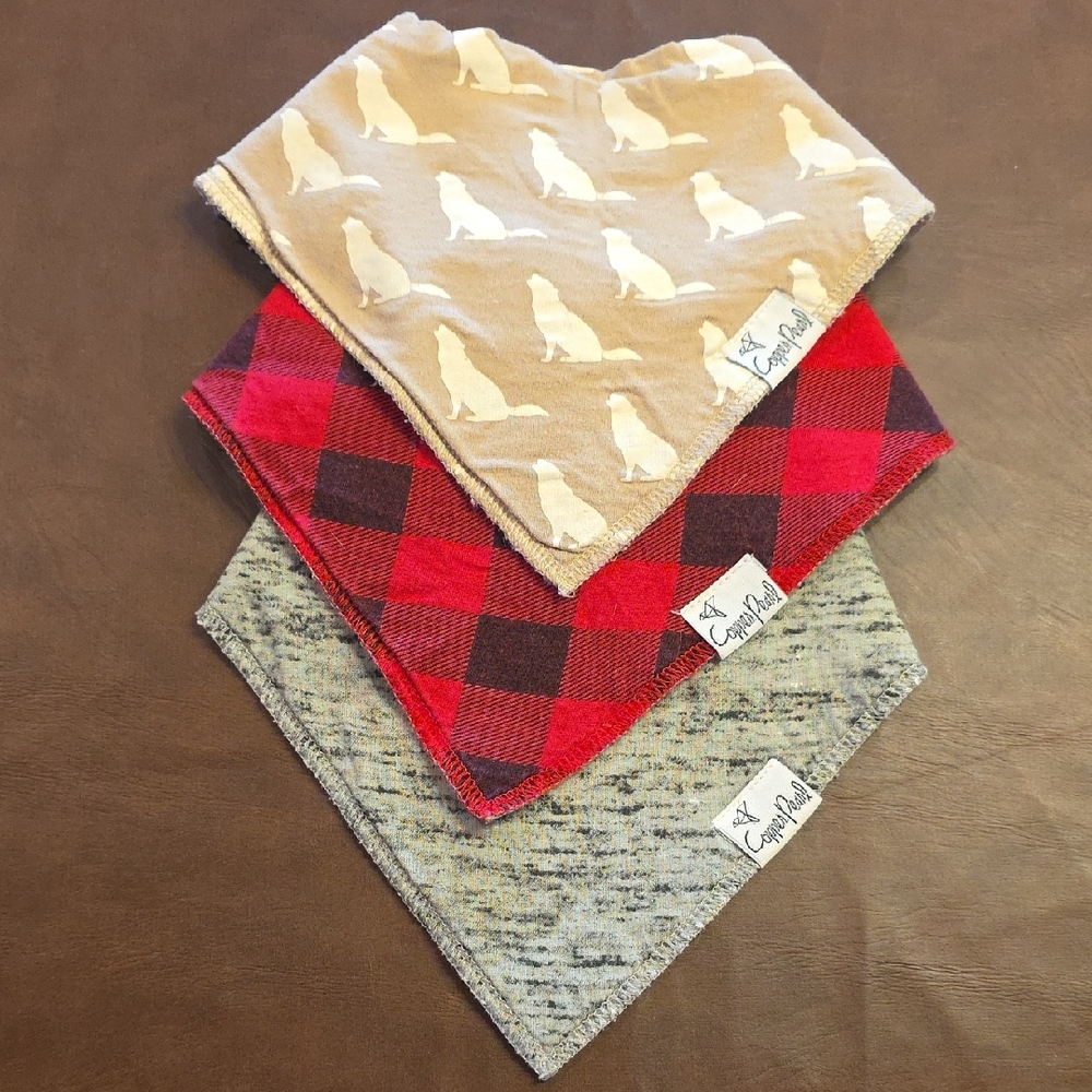 Copper Pearl Set of Three Baby Bandanas